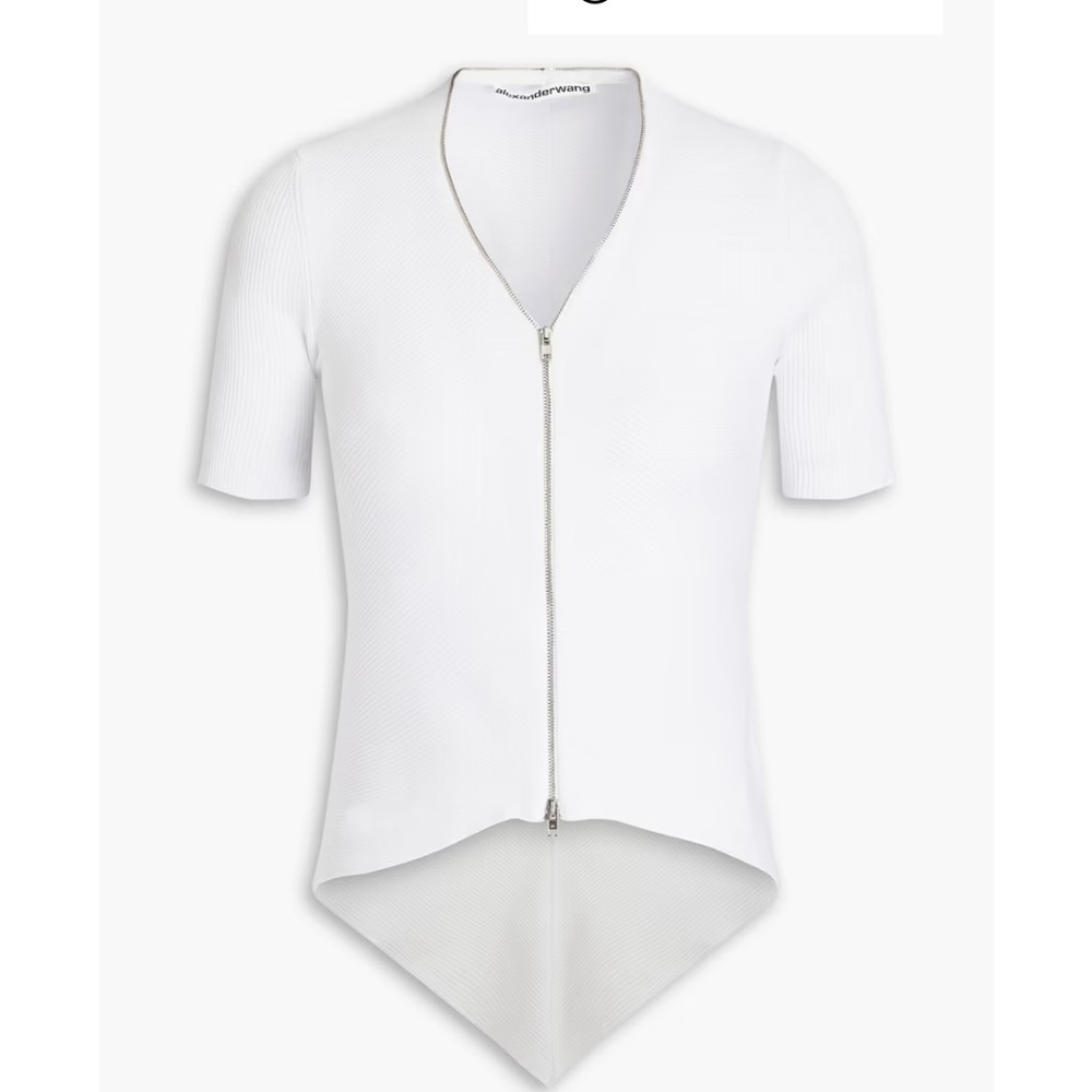 ALEXANDER WANG
Asymmetric ribbed cotton zip-up top size Xs